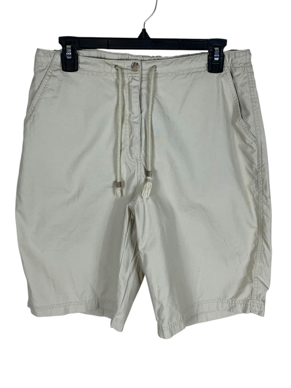 Women's NWT J. Jill Khaki Drawstring Waist Cotton Shorts Size 12 Classic Preppy